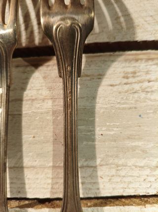 Conjunto cubiertos vintage metal plateado punzonad