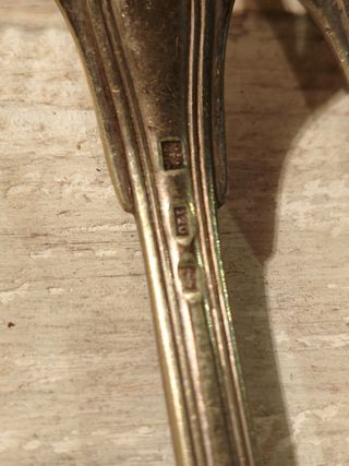 Conjunto cubiertos vintage metal plateado punzonad