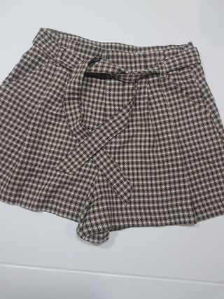 Pantalon  a cuadros beige y marrón Niña