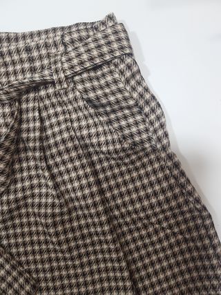 Pantalon  a cuadros beige y marrón Niña