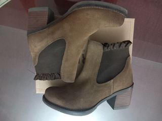Botines ante camel y marrón mujer