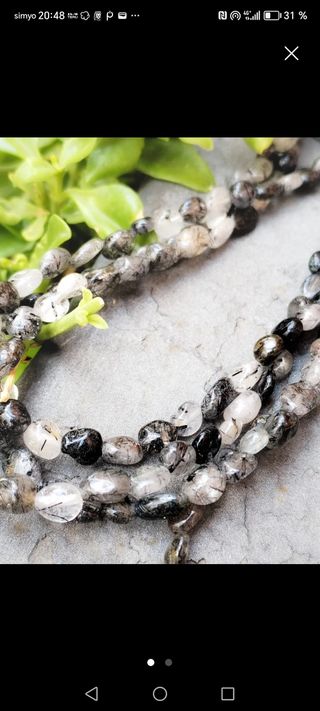 Collar Cuarzo con Turmalina cierre plata de ley 