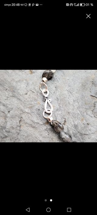 Collar Cuarzo con Turmalina cierre plata de ley 