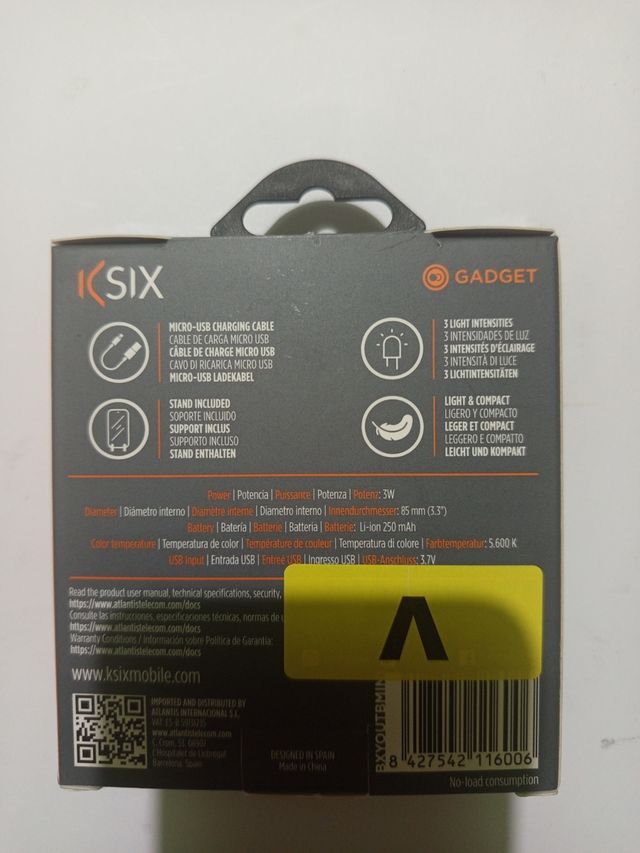 Mini anillo LED con soporte y batería