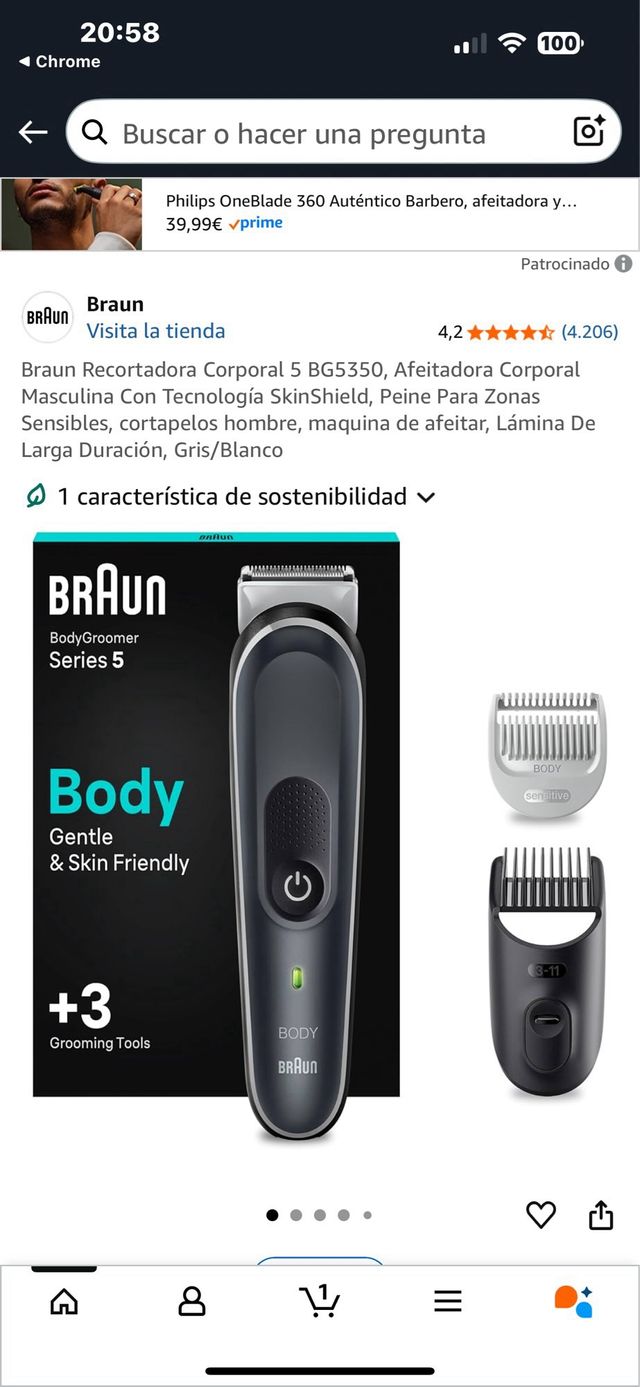 Afeitadora Corporal Braun BodyGroomer Series 5.