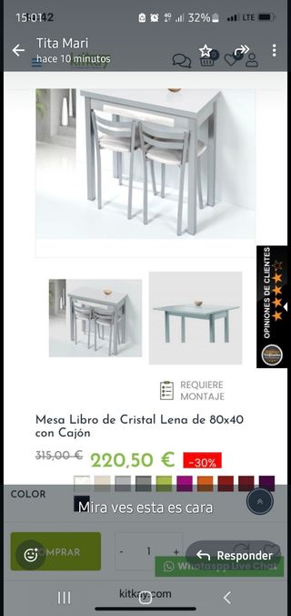 Mesa de cocina cuadrada
Blanca Gris Mate 