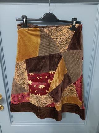 Gonna invernale patchwork marrone