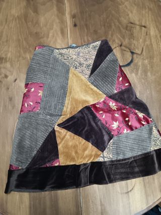 Gonna invernale patchwork marrone