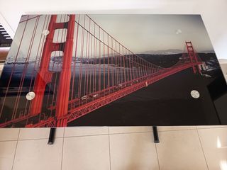 Mesa elevable de cristal y metal baja hasta 38 cm