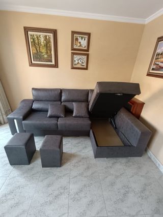 Sofá chaise longue gris