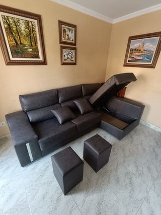 Sofá chaise longue gris