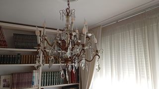 Lámpara de techo y 2 apliques de bronce y cristal