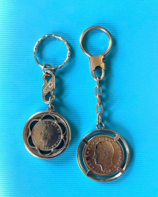 Llaveros Monedas de 50 y 5 Peseta Mundial 82