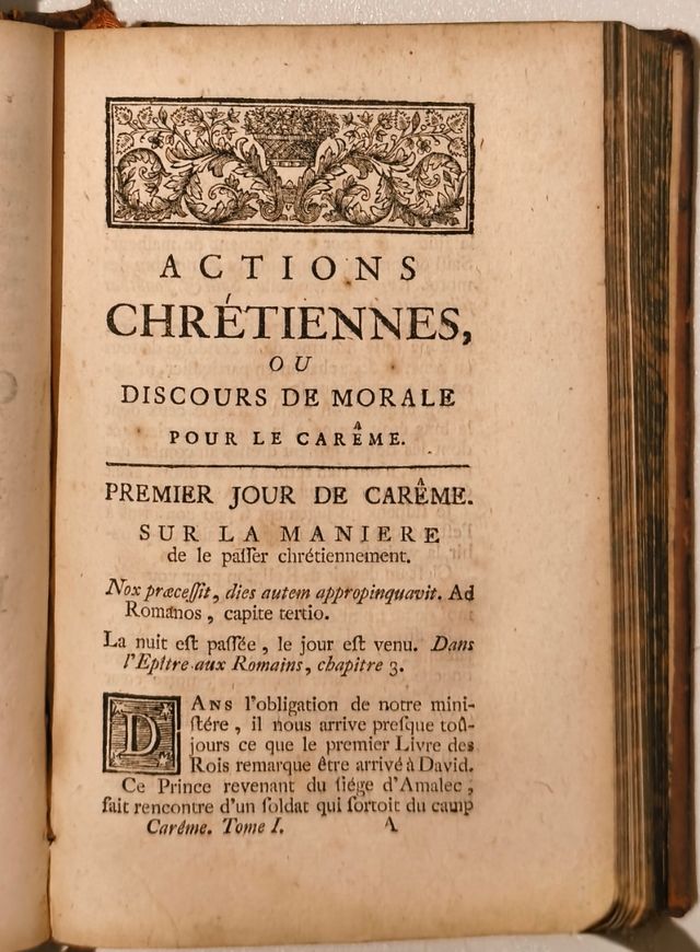 Libro antiguo 1744. Actions Chrétiennes...