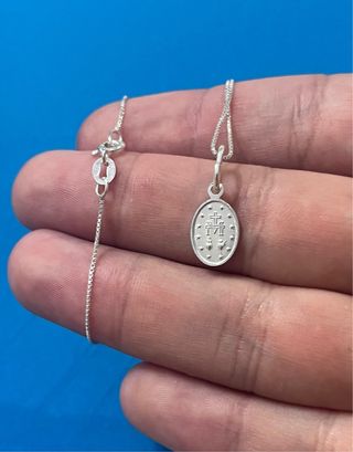 Encantador Collar Virgen Milagrosa Medalla Plata 