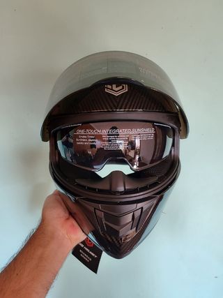 Casco Moto Integral Talla M Pintura Carbono