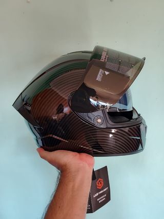 Casco Moto Integral Talla M Pintura Carbono