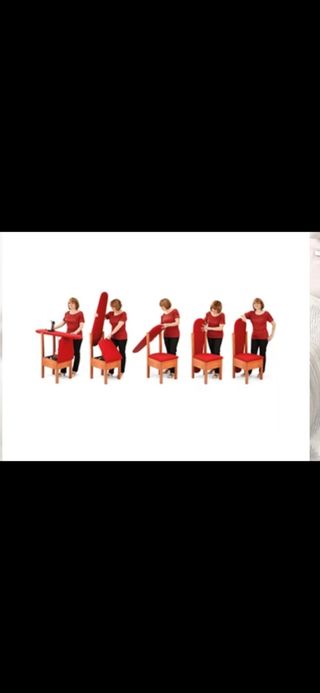 Silla- tabla de planchar azul y madera