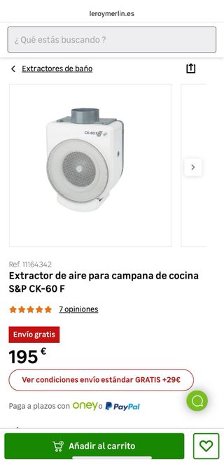 Extractor de aire para campana de cocina S&P CK-60