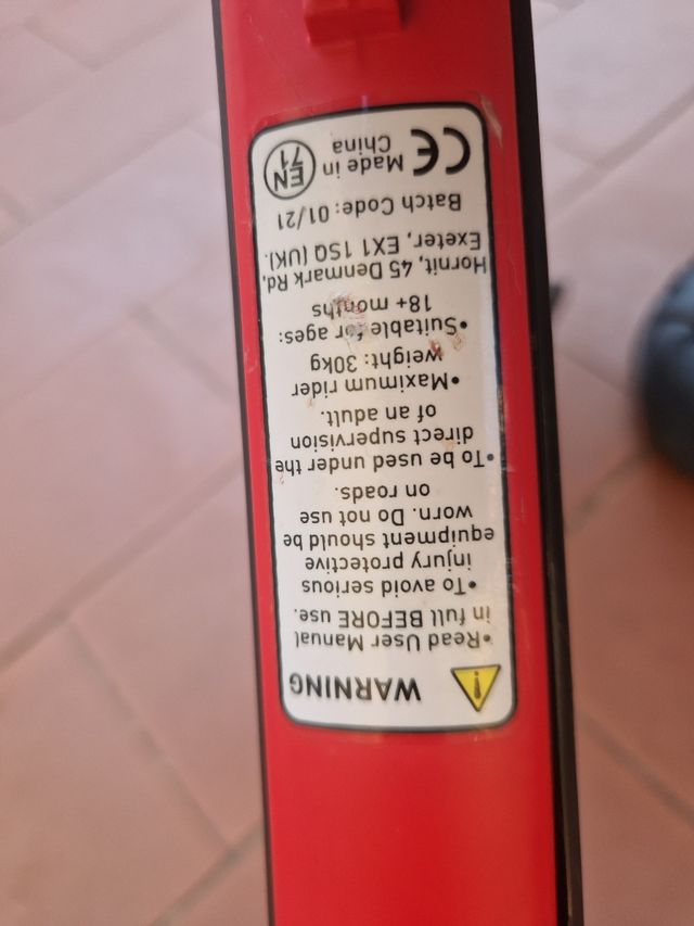 Bicicleta de equilibrio Hornit roja