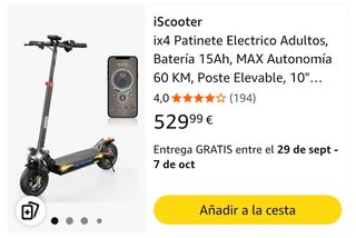 Patinete Eléctrico iScooter ix4 *oportunidad