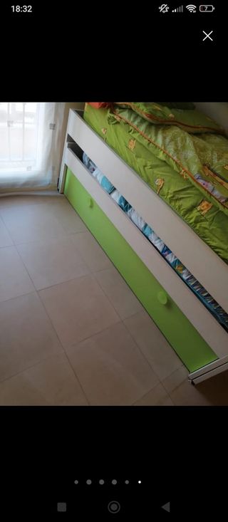 Cama nido 3 plazas madera y tela