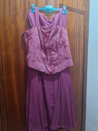 Vestido de fiesta morado y rosa