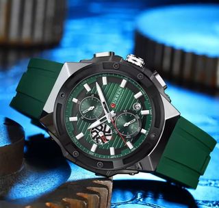 Reloj Curren para Hombre - Verde y Plateado