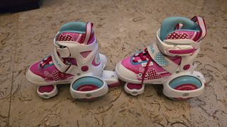 Patines Hudora Extensibles Niña Rosa y casco