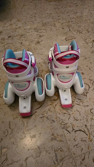 Patines Hudora Extensibles Niña Rosa y casco