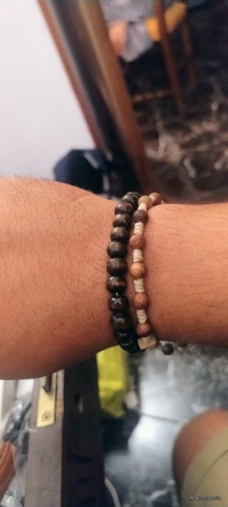 Braccialetti perline beige e marroni