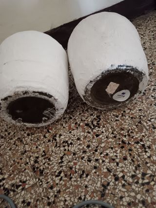 Set 2 Vasi Ornamentali Carta vetro Bianchi