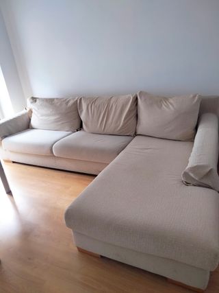 Sofá Chaiselongue Beige Tela