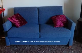 Sofá Cama Azul de 3 plazas y sofá 2 plaza
