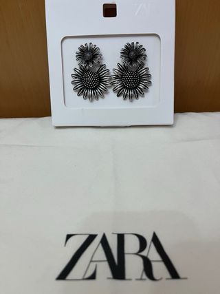 Pendientes Doble Flor Zara Plata
