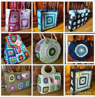 Bolso de ganchillo artesanal multicolor