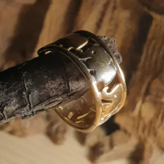 ETNICO Anillo dorado con elefantes