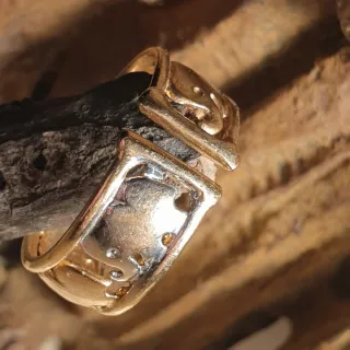 ETNICO Anillo dorado con elefantes