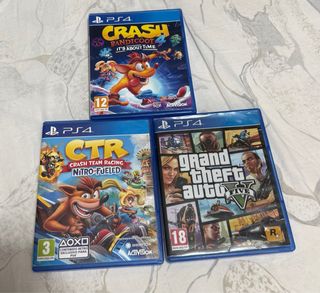 videojuegos PS4 (GTA V, Crash Team Racing, Crash B