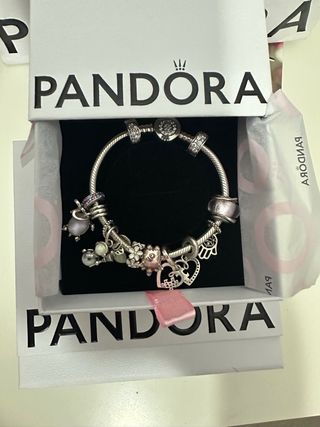 Pulsera Pandora Plata y Rosa.
