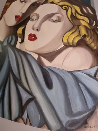 Quadro olio su tela tamara de lempicka