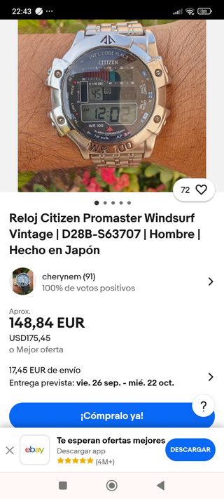 Reloj Citizen Promaster Windsurf Vintage