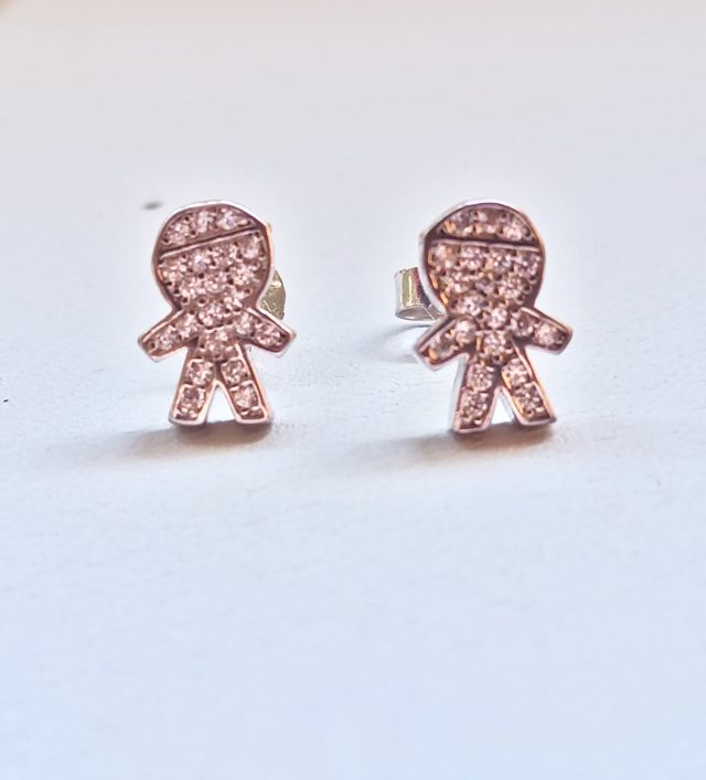 Pendientes niño plata y circonitas