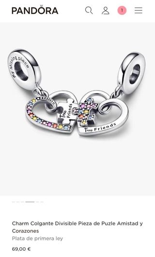 Pandora Charm Corazones Amistad Rompecabezas