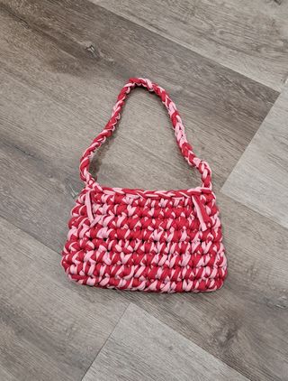 Bolso Crochet Dos Tonos Rojo y Rosa