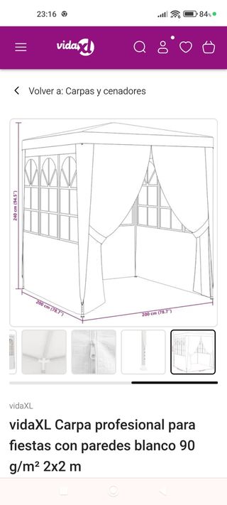 Tenda gazebo, gazebo, 200x200 cm, pareti, finestre