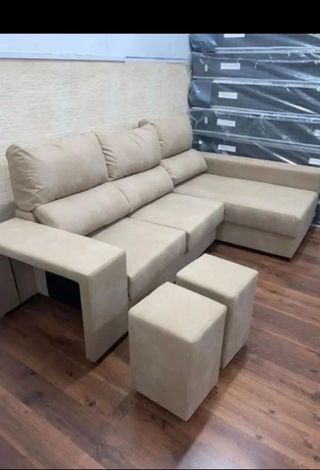 Sofá modular beige de tela