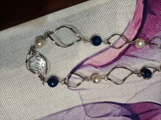 Collana Argento con Perle e Pietre Blu e bianche