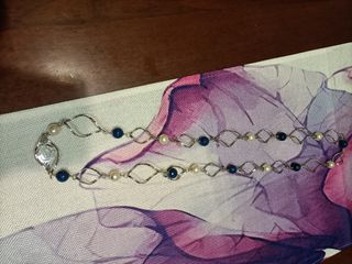 Collana Argento con Perle e Pietre Blu e bianche