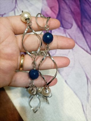 Collana Argento con Perle e Pietre Blu e bianche
